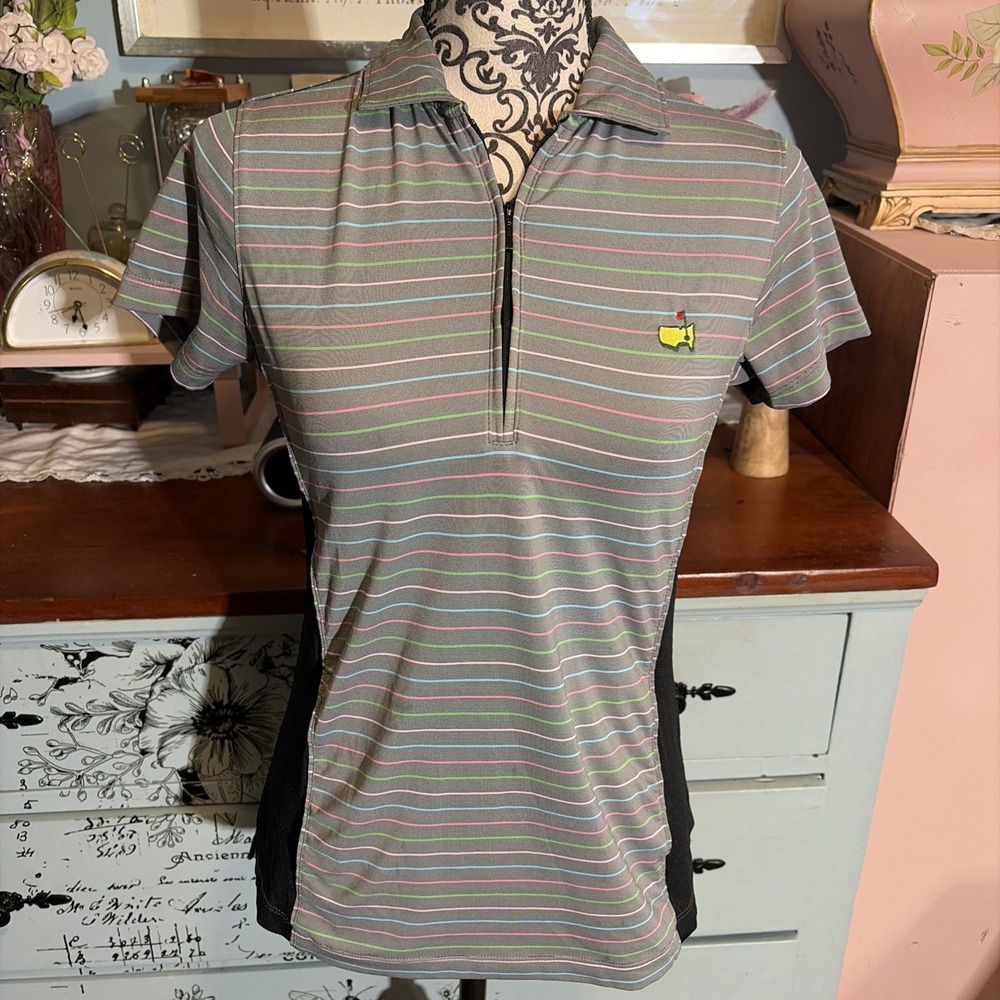 Master's Tournament Magnolia Lane Women's Striped Polo Shirt Size medium